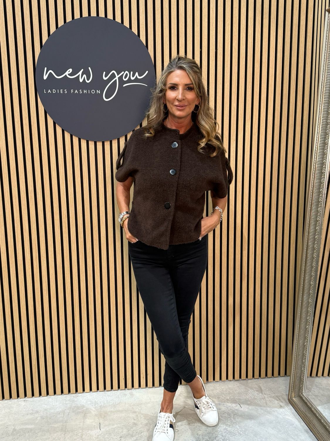 Mila - Button Knit Jacket - Chocolate Brown