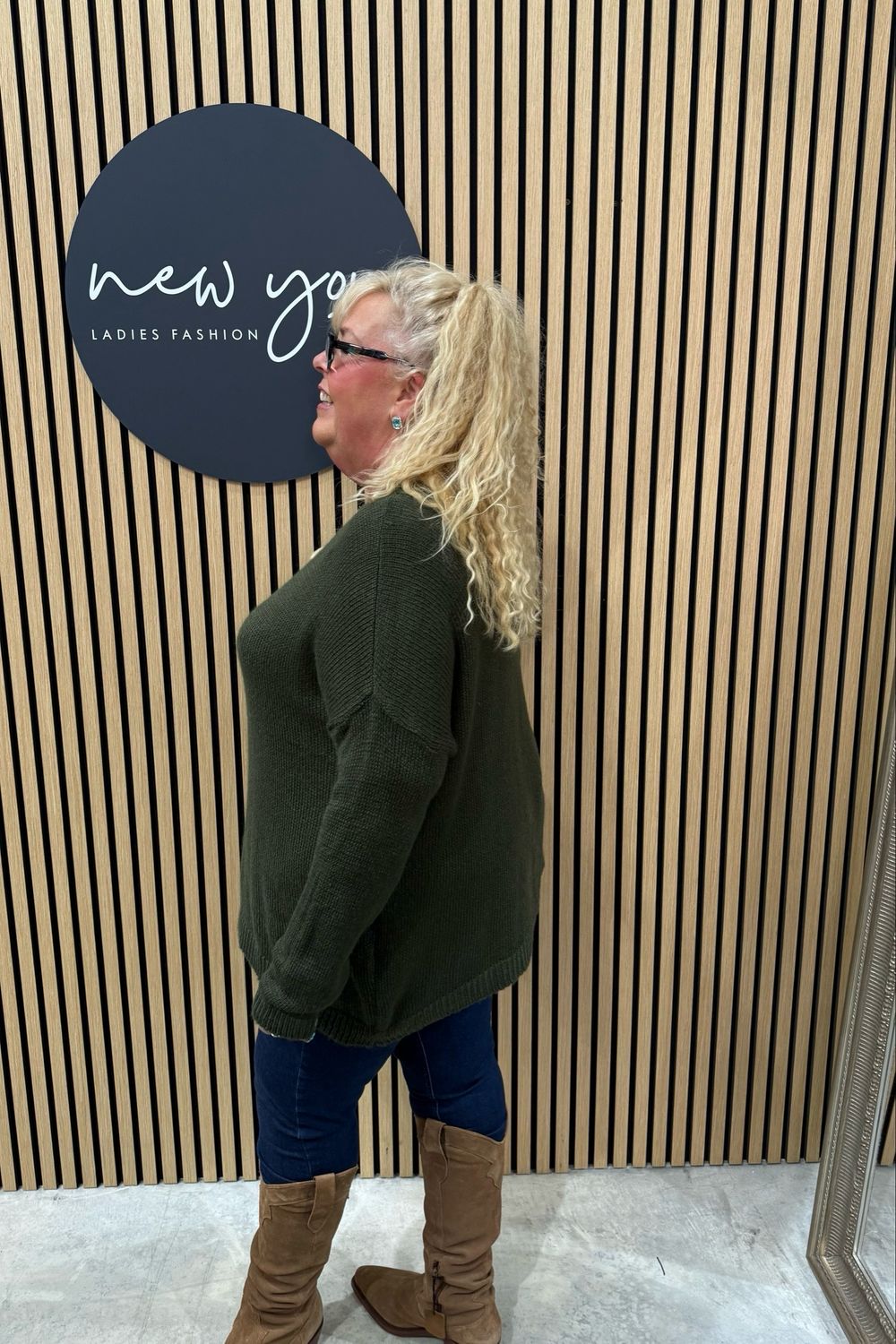 Amora - Heart Knit Jumper - Khaki