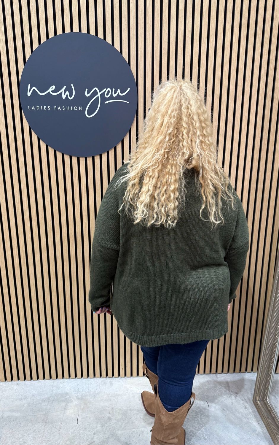 Amora - Heart Knit Jumper - Khaki