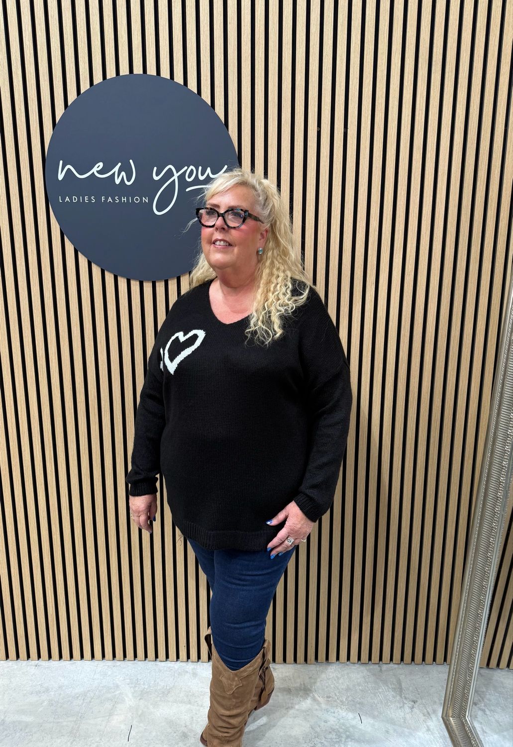Amora - Heart Knit Jumper - Black