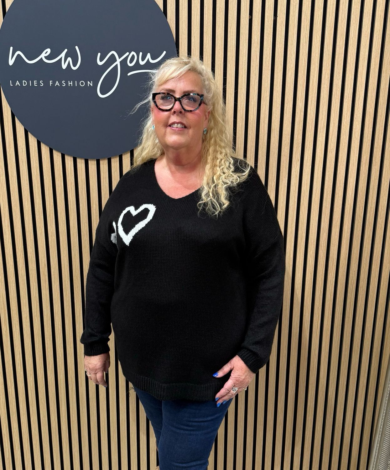 Amora - Heart Knit Jumper - Black