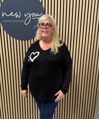Amora - Heart Knit Jumper - Black