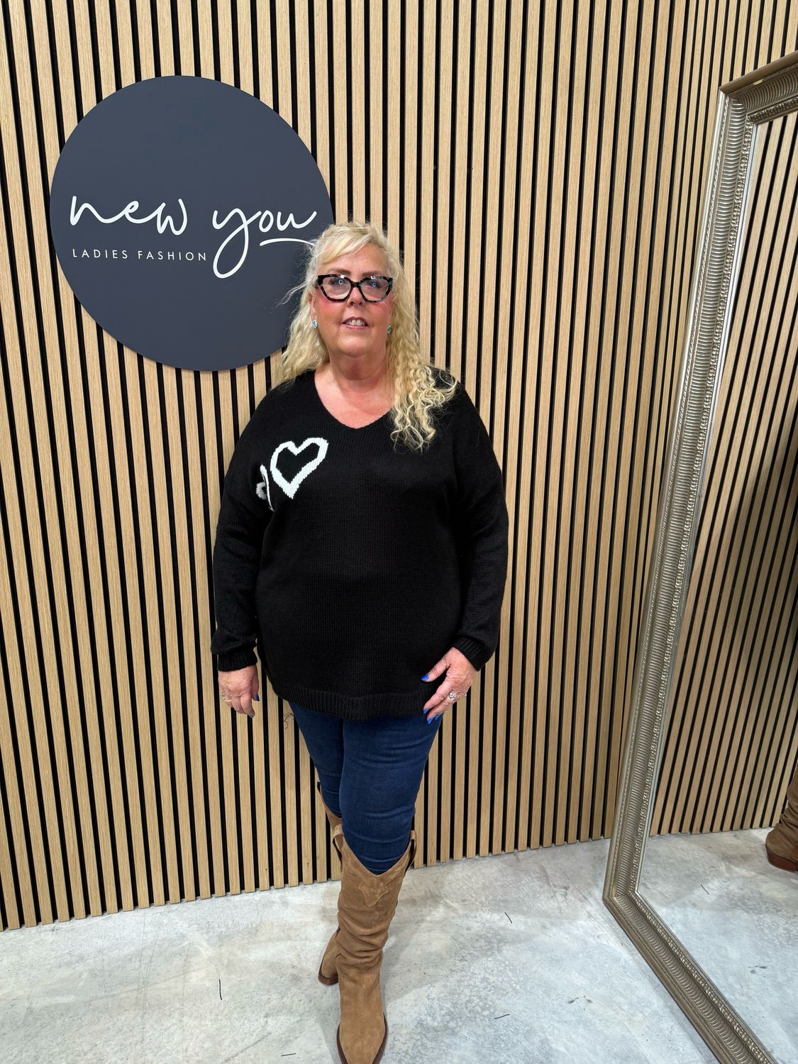 Amora - Heart Knit Jumper - Black