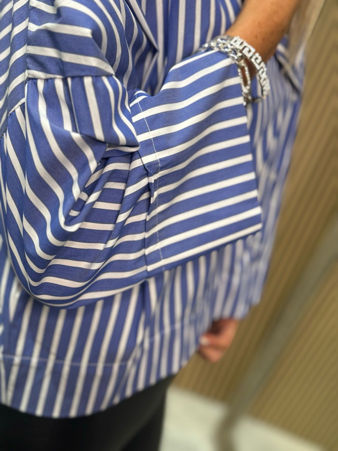 Harper - Stripe Detail Shirt - Blue/White