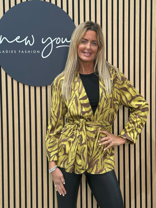 Animal Print Belted Jacket