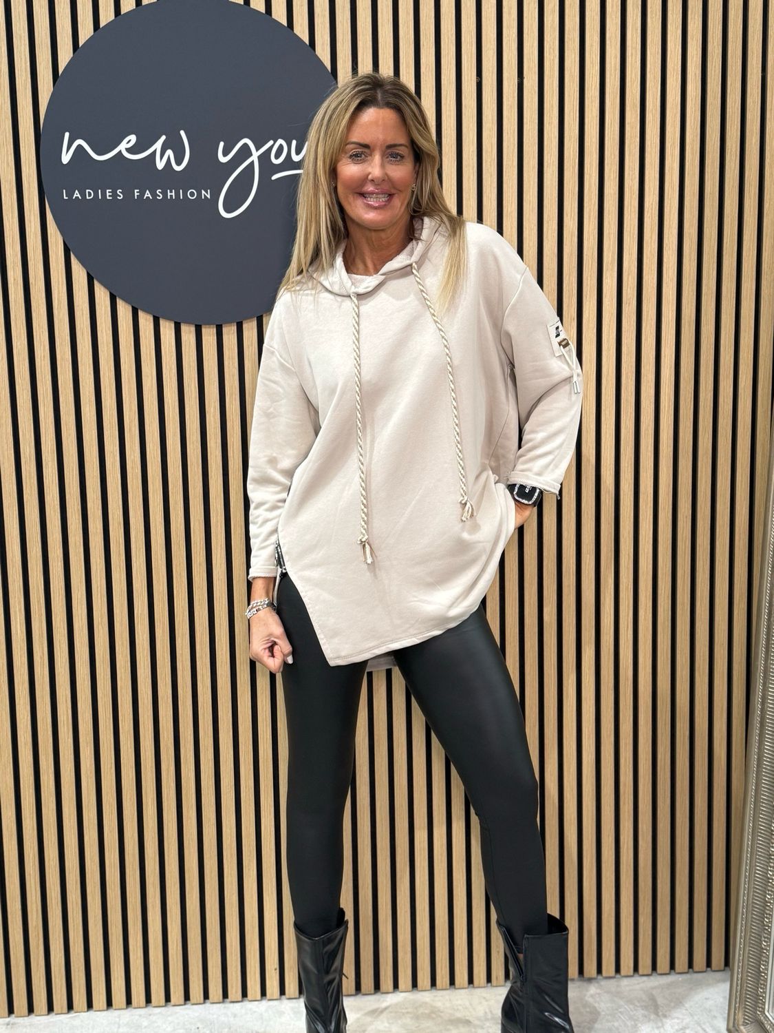 Kora - Asymmetric Hoodie - Cream