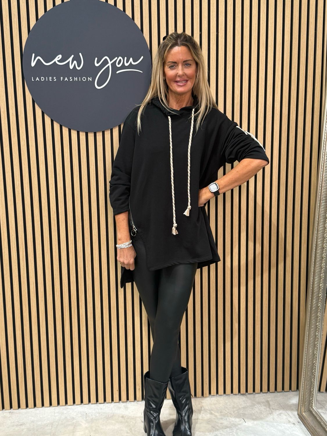 Kora - Asymmetric Hoodie - Black