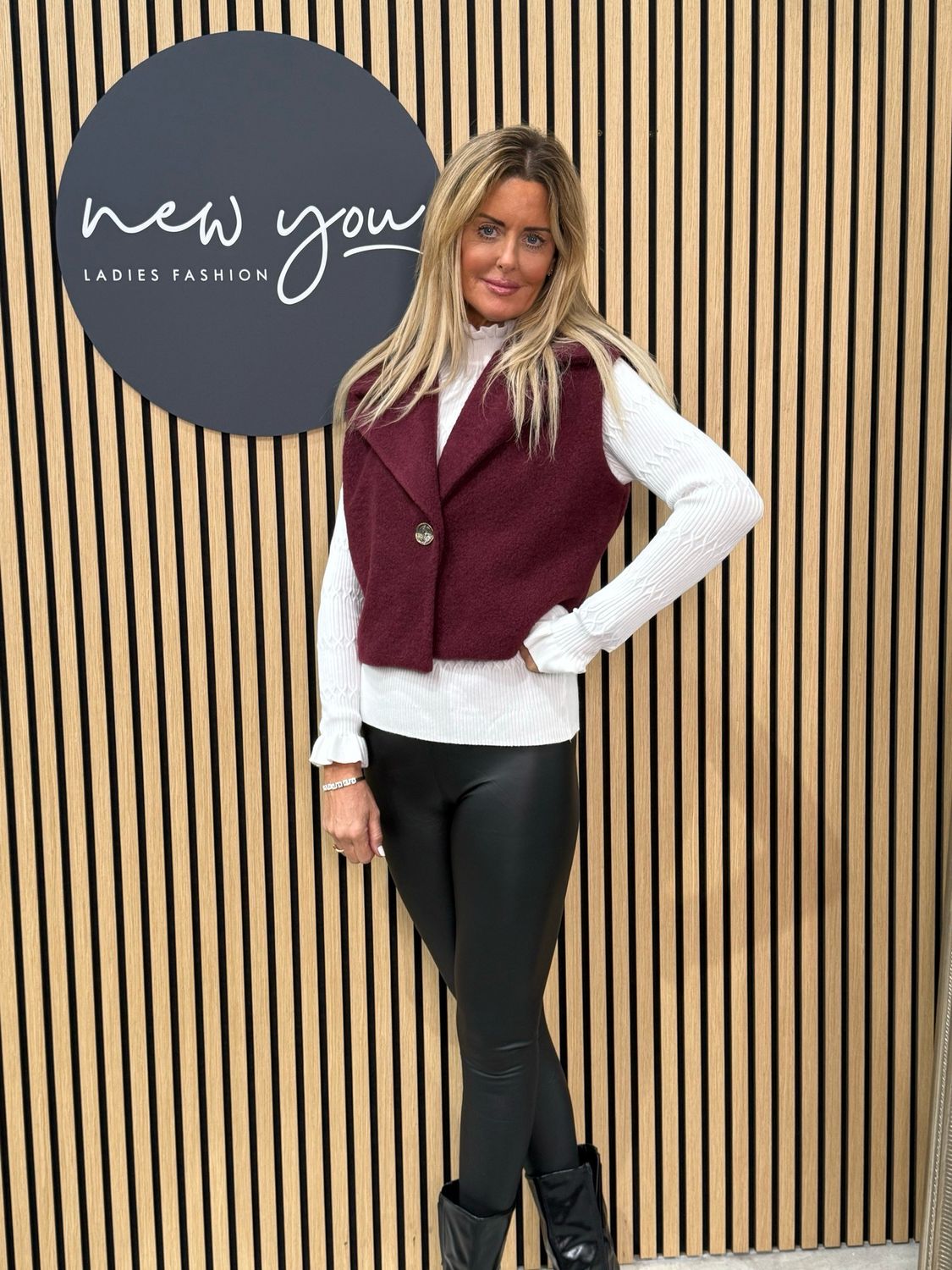 Soft Textured Gilet - Burgundy