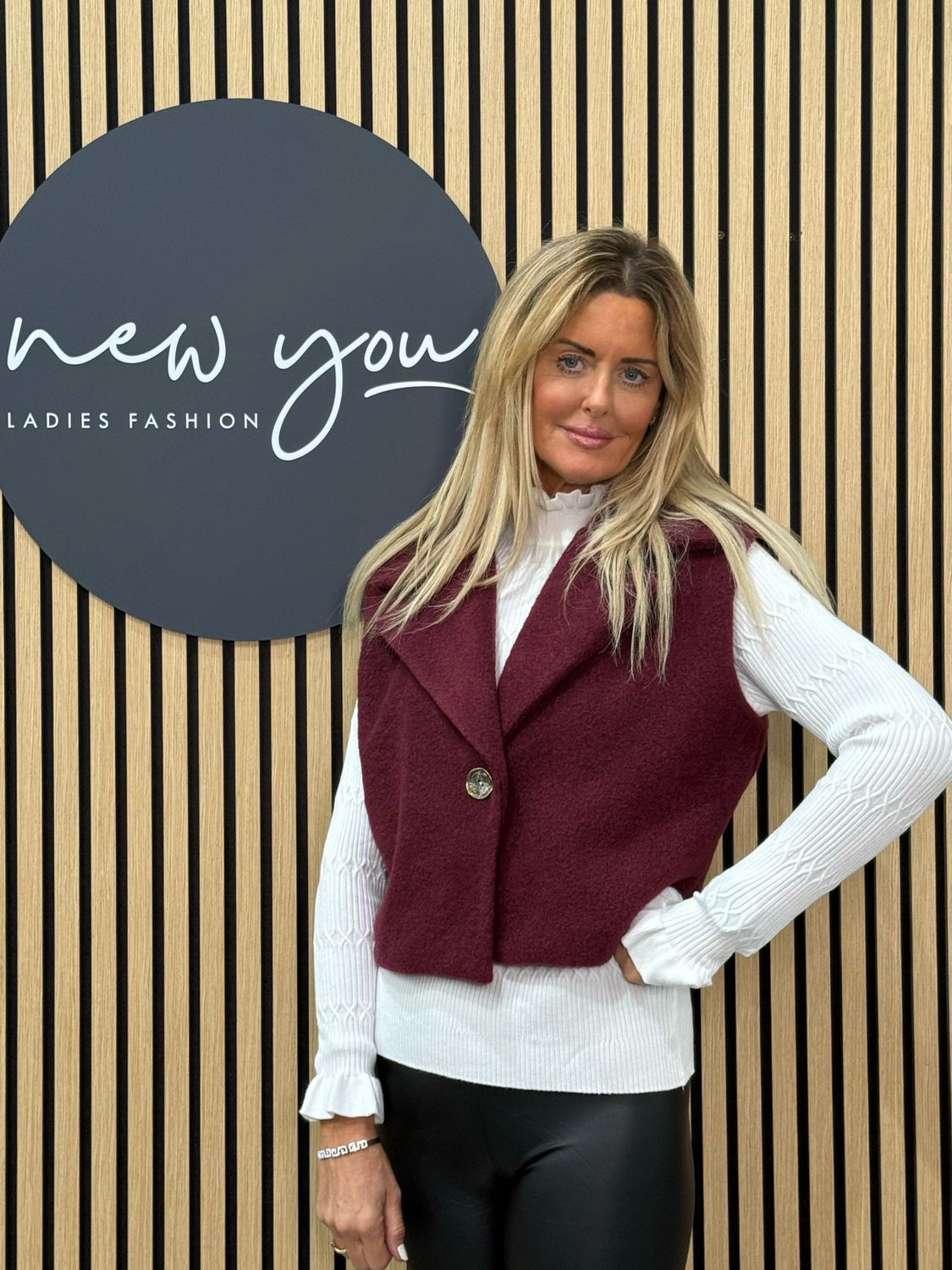 Soft Textured Gilet - Burgundy