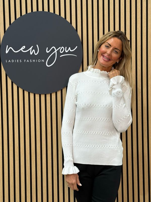 Lillibett - Textured Knit Top - White