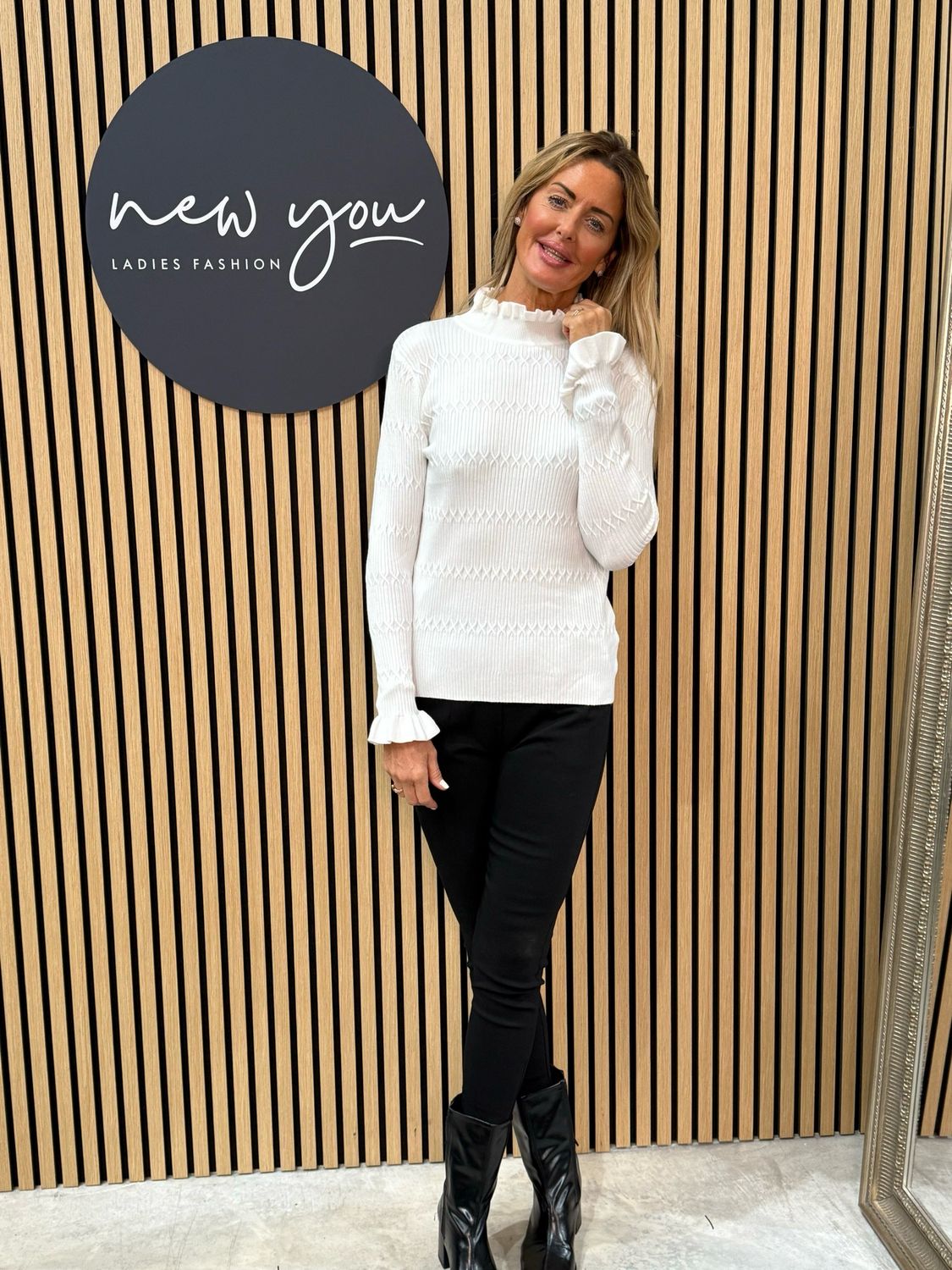 Lillibett - Textured Knit Top - White