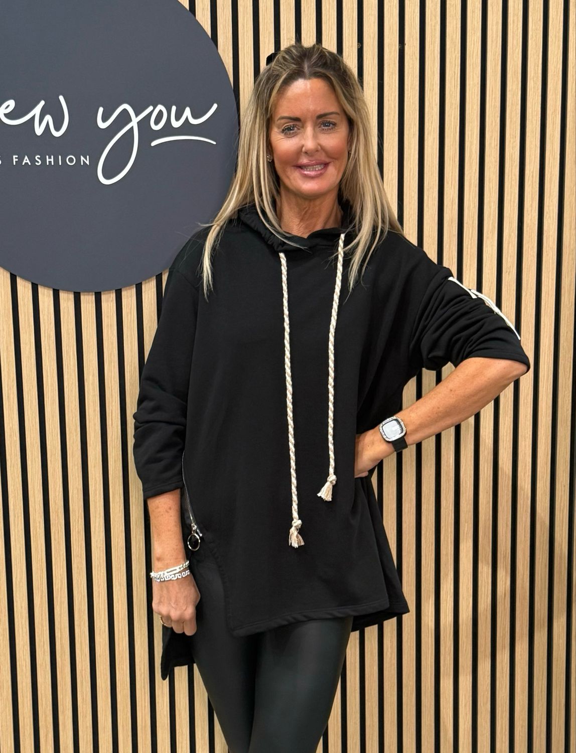 Kora - Asymmetric Hoodie - Black