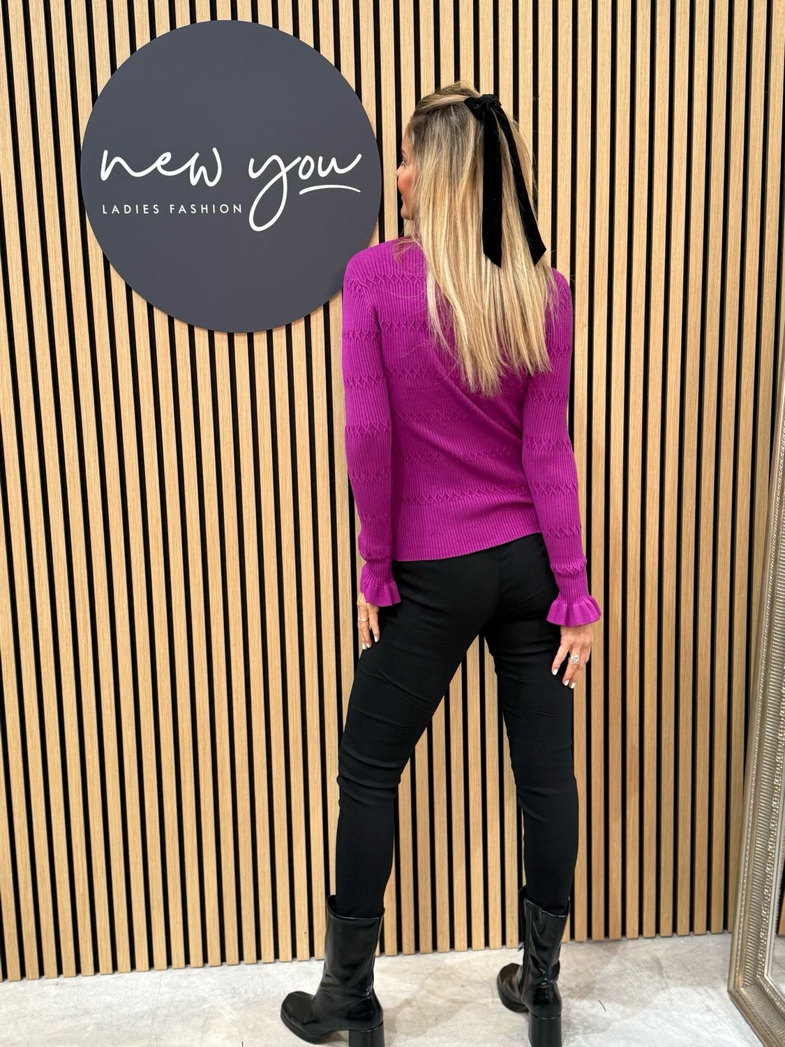 Lillibett - Textured Knit Top - Mulberry