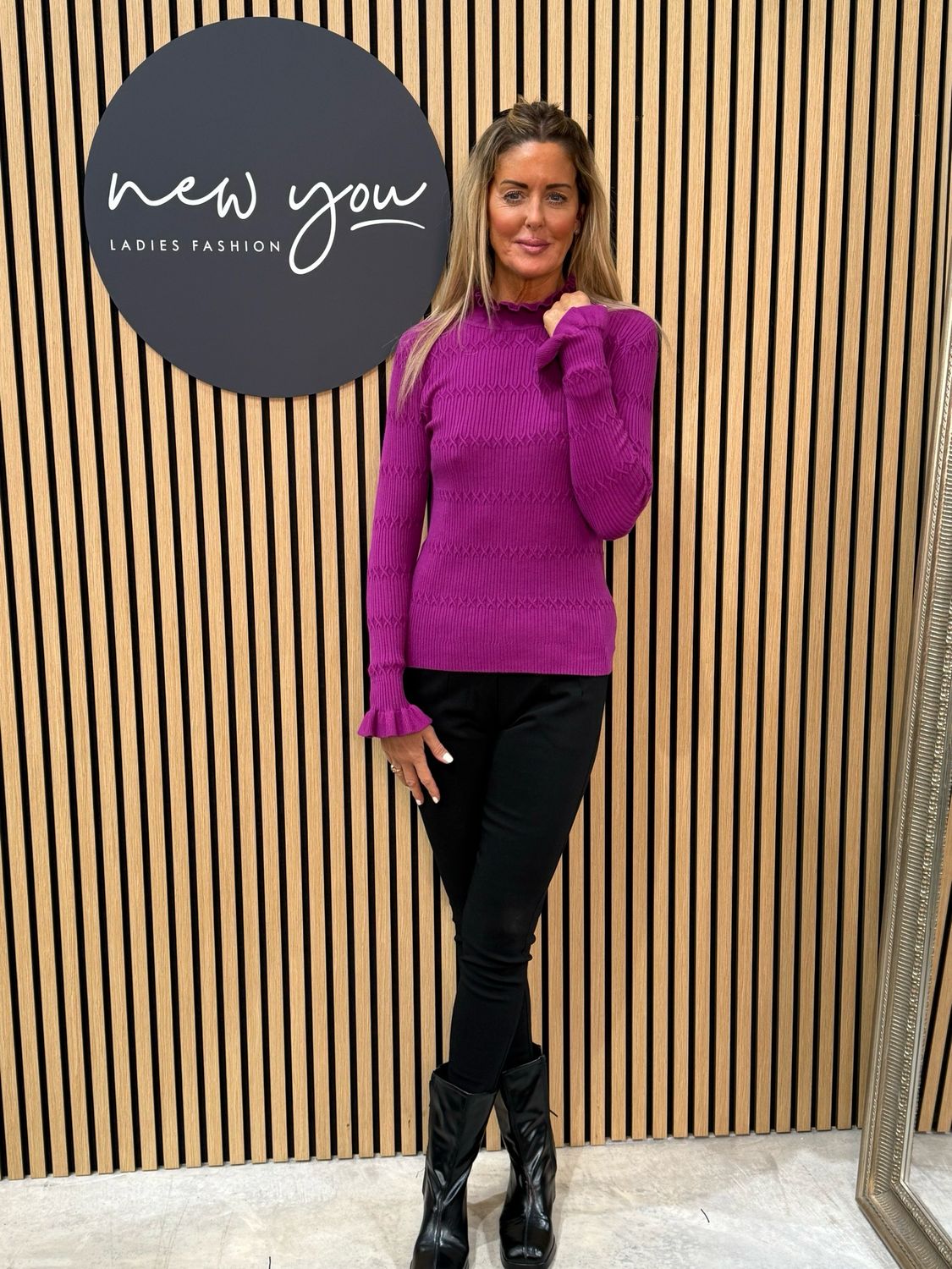 Lillibett - Textured Knit Top - Mulberry