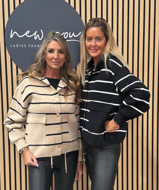 Sloane Striped Shacket - Black &amp; Beige