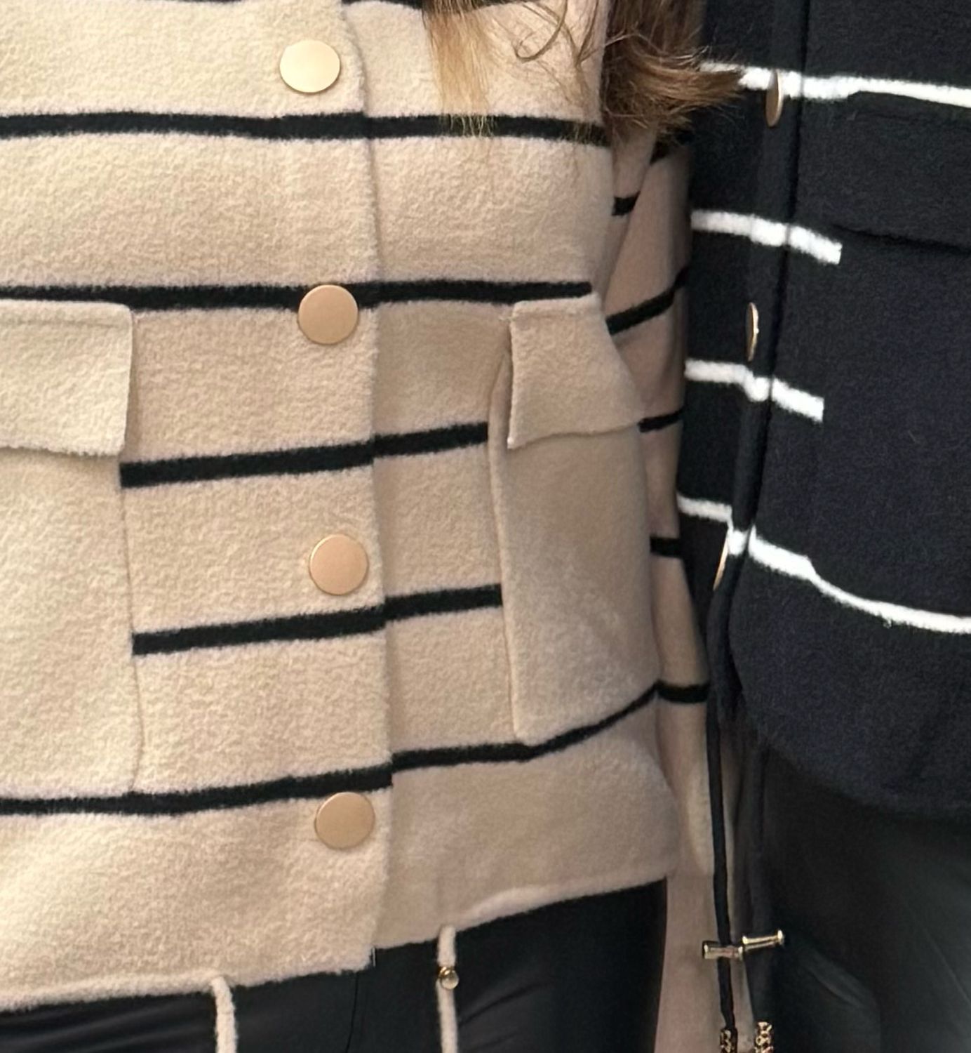 Sloane Striped Shacket - Black &amp; Beige