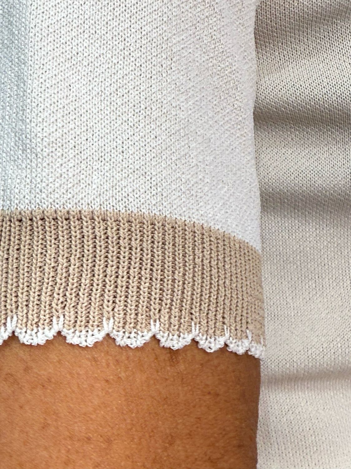 Scallop Edge Knit Top - Cream