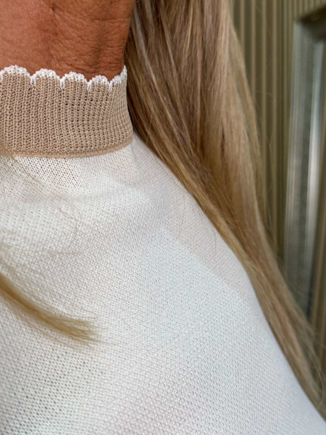 Scallop Edge Knit Top - Cream
