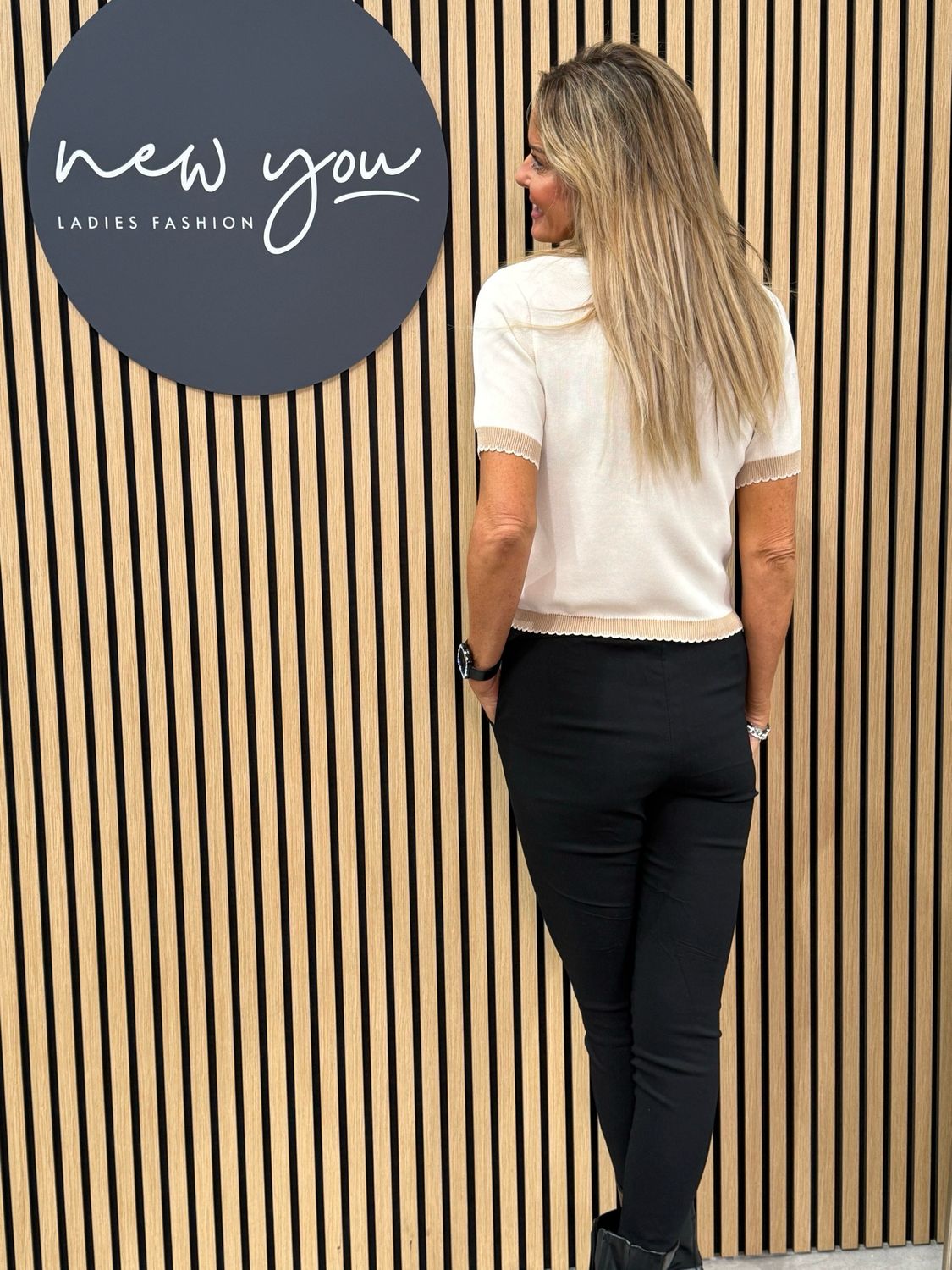 Scallop Edge Knit Top - Cream