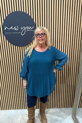 Pleated Chiffon Tunic Top - Teal