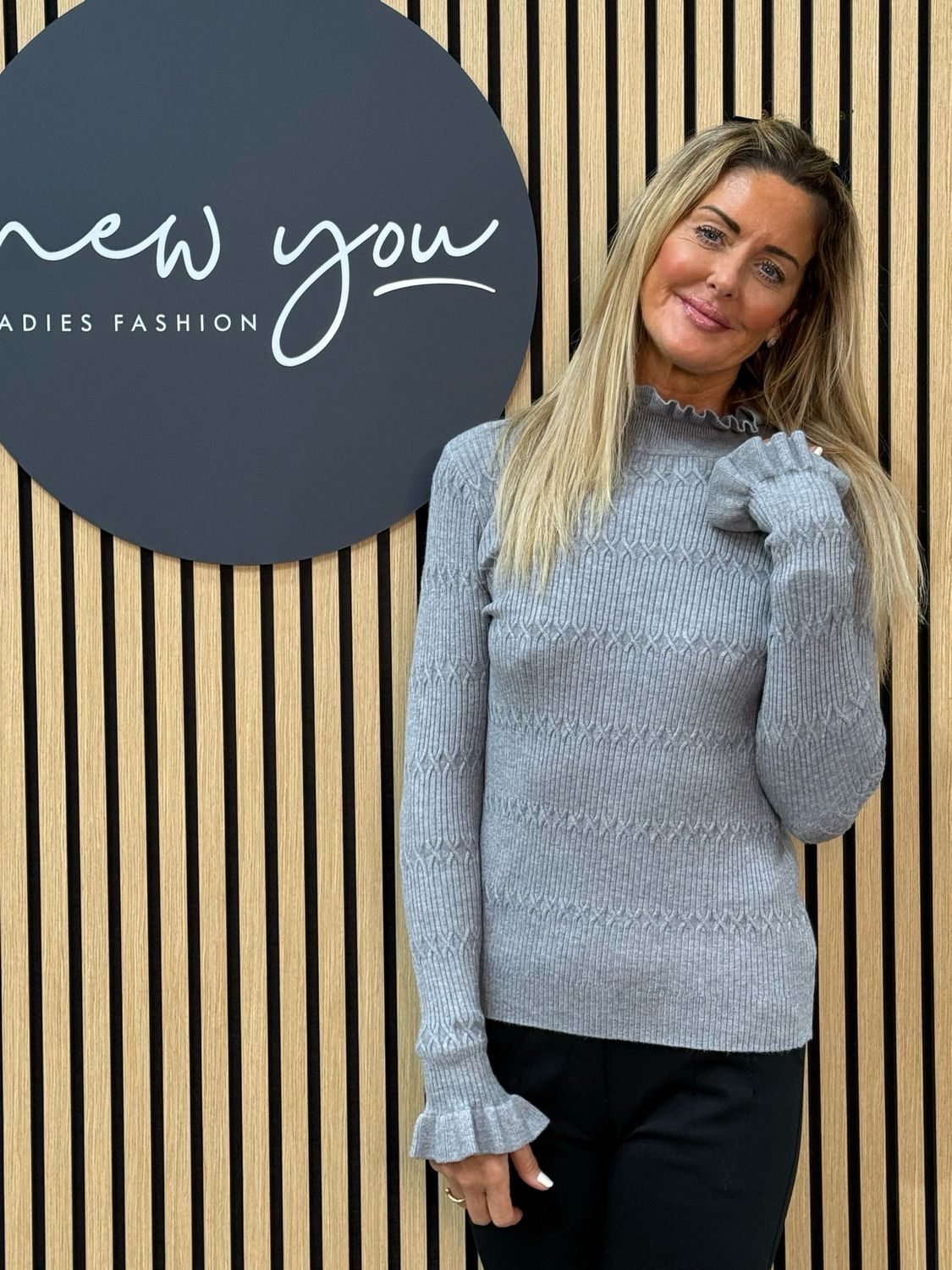 Lillibett - Textured Knit Top - Grey