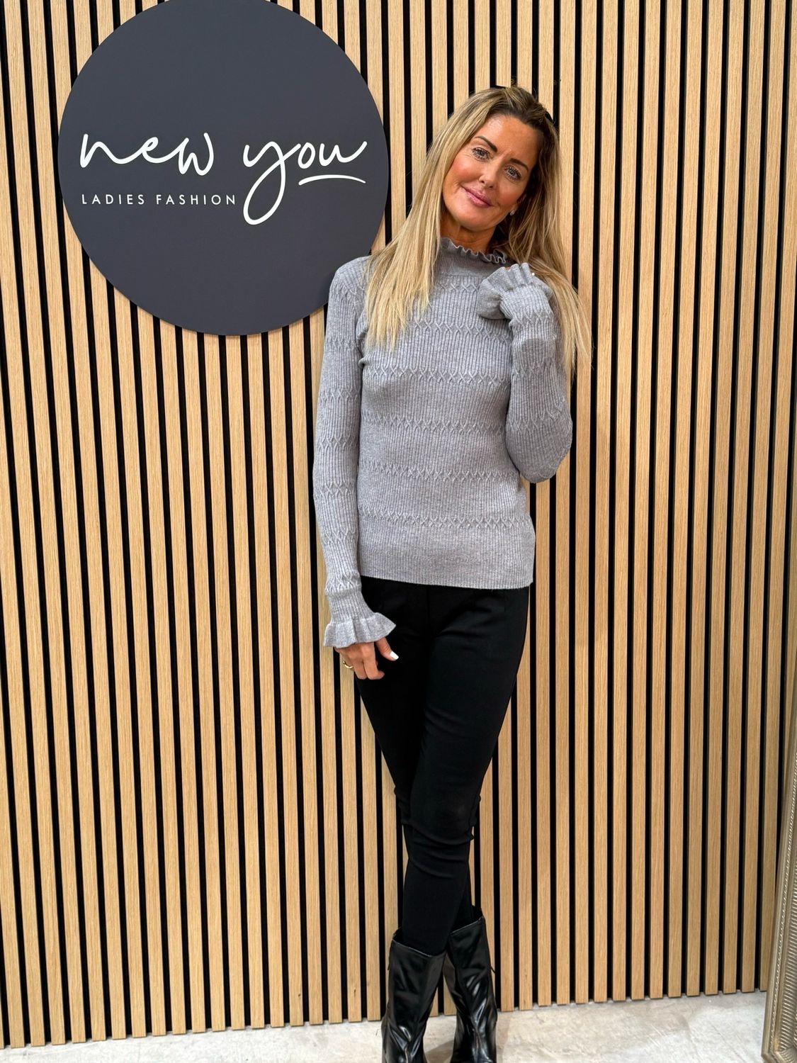 Lillibett - Textured Knit Top - Grey