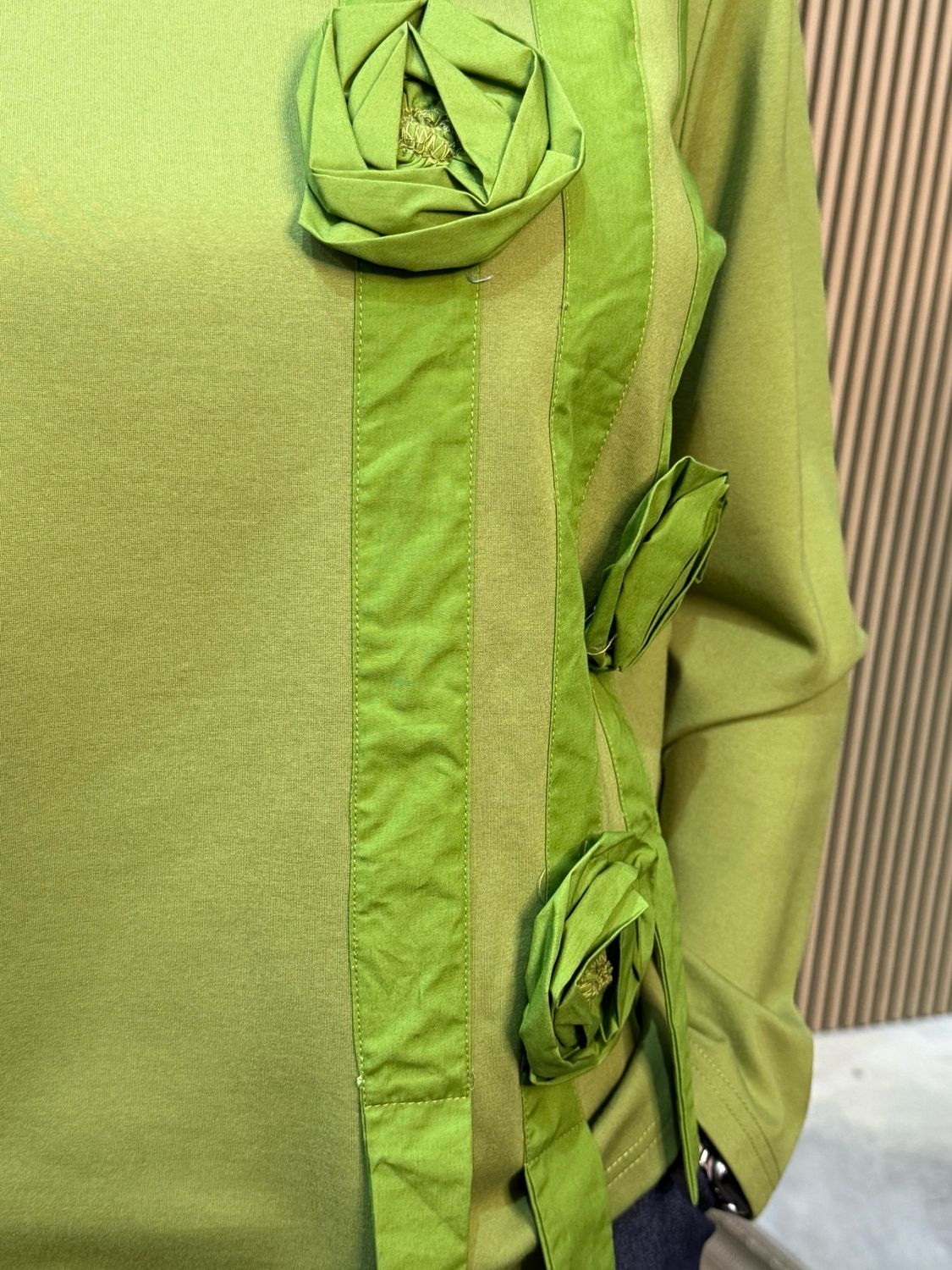 Floral Appliqué Top - Green