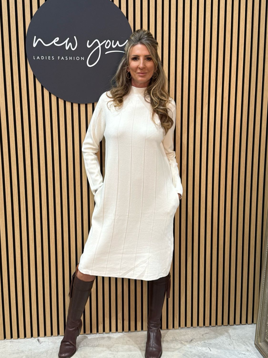 Casual Jumper Dress - Cream