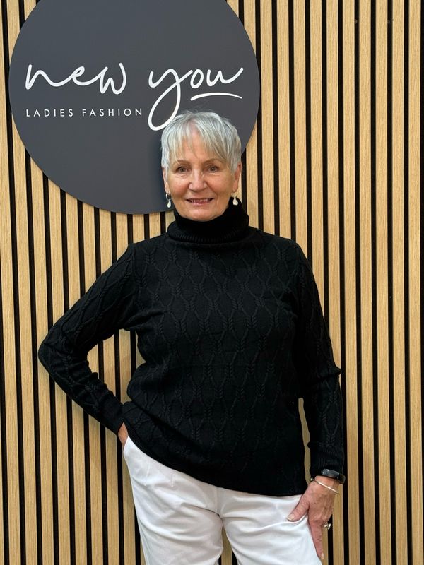 Cable Knit Polo Neck Jumper - Black