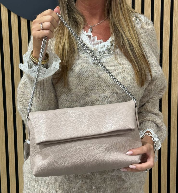 Chain Strap Shoulder Bag - Nude