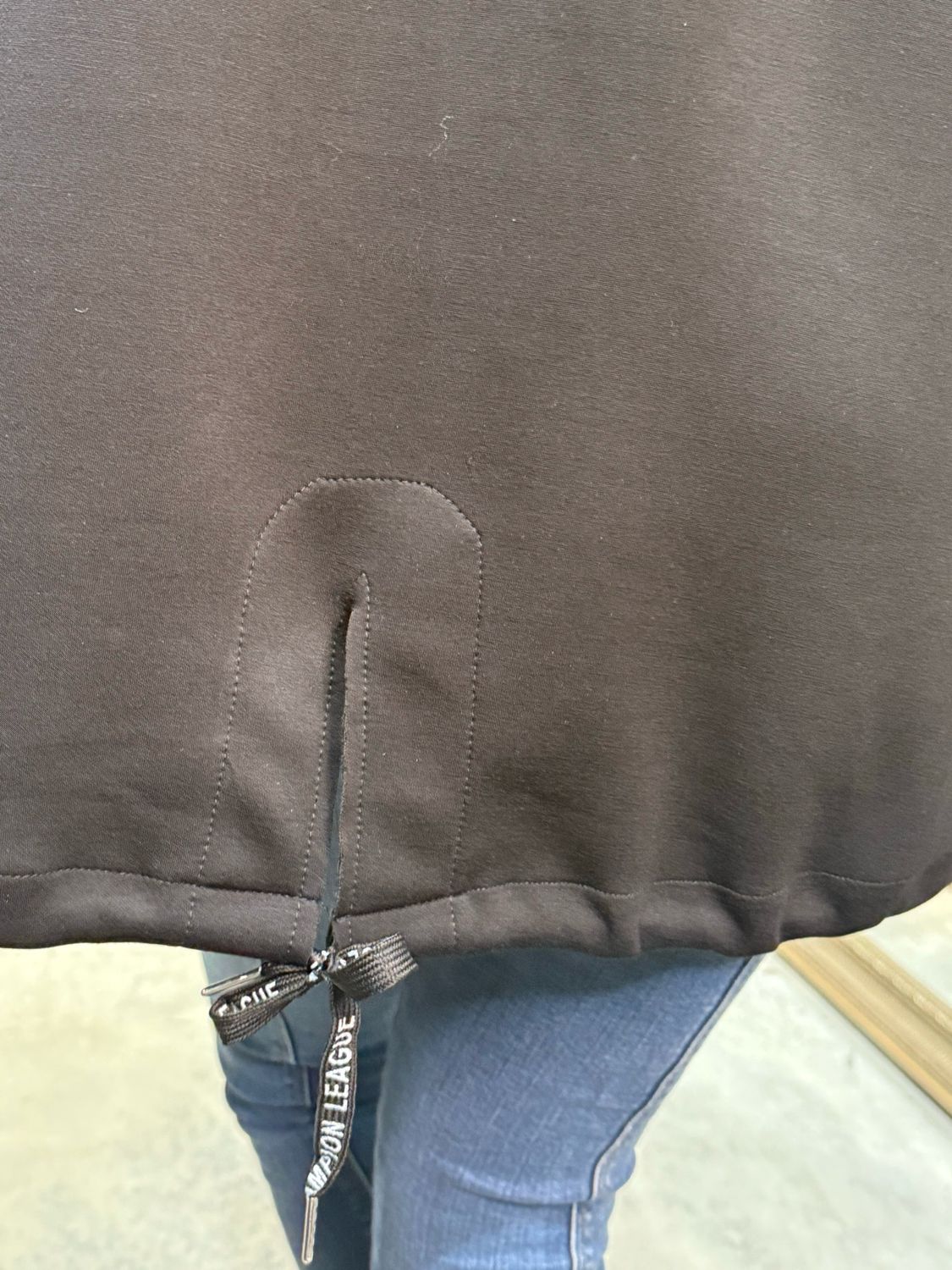 Contrast Trim Hooded Jumper - Black