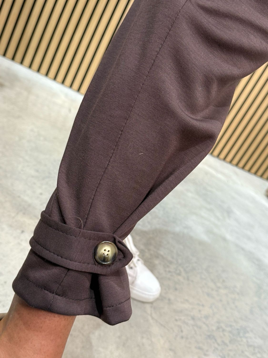 Button Hem Jogger - Brown