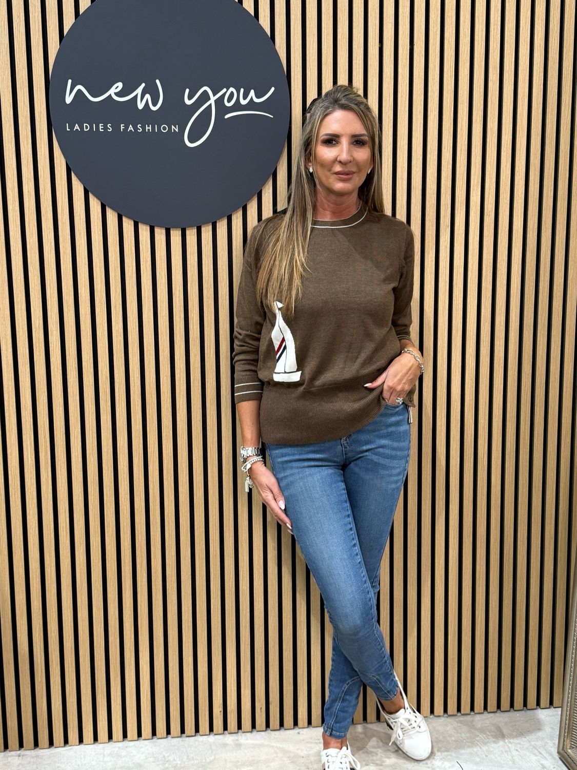 Sailboat Knit Jumper - Brown