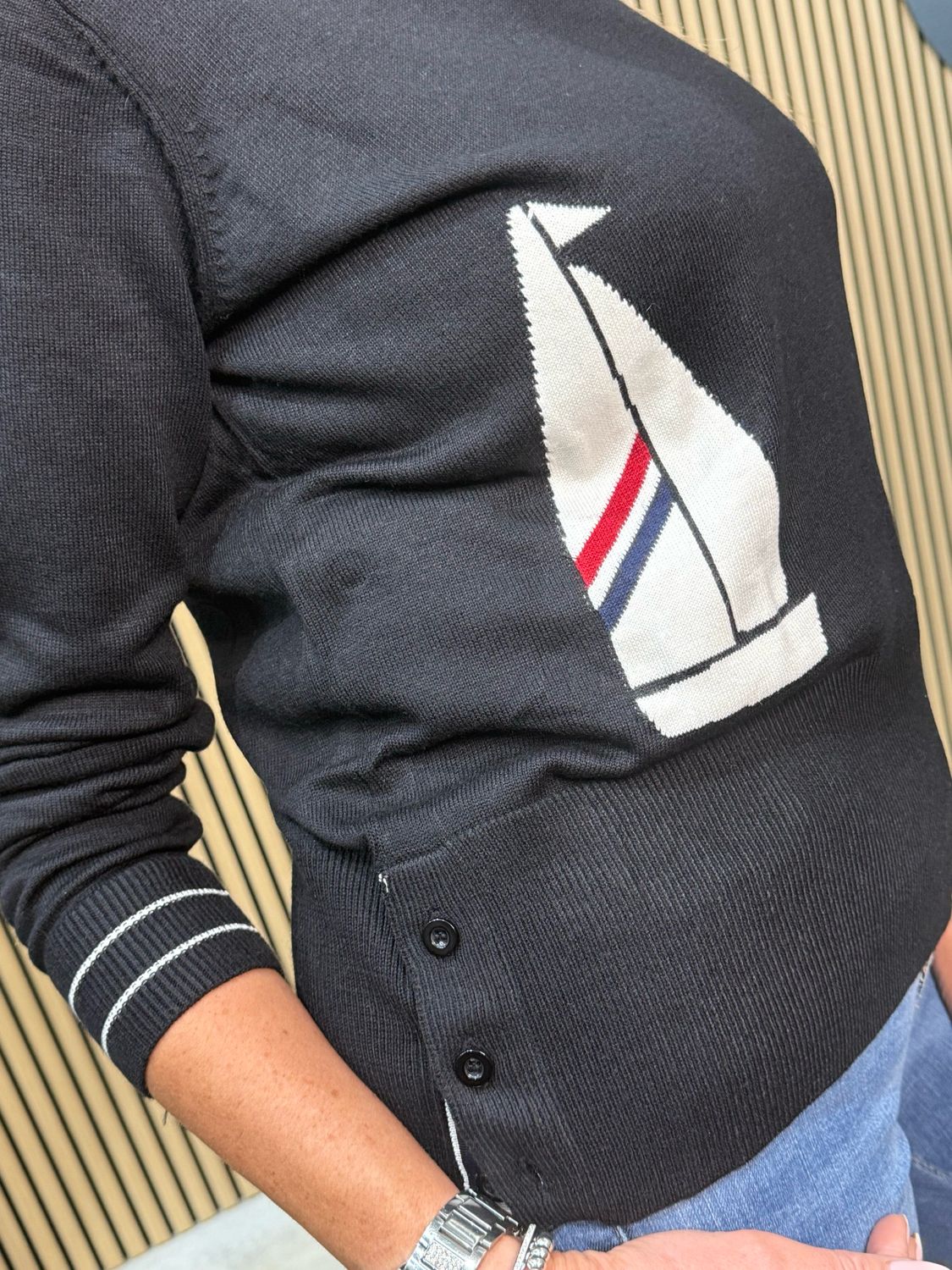 Sailboat Knit Jumper - Black