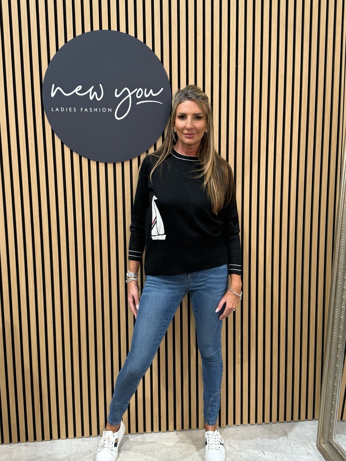 Sailboat Knit Jumper - Black