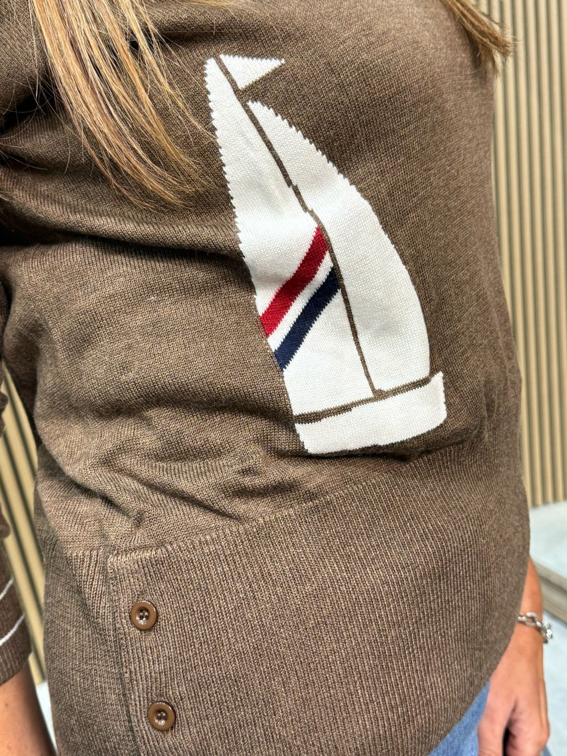 Sailboat Knit Jumper - Brown