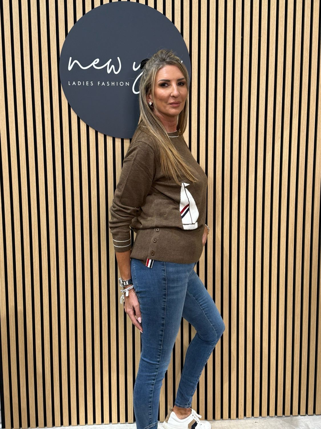 Sailboat Knit Jumper - Brown