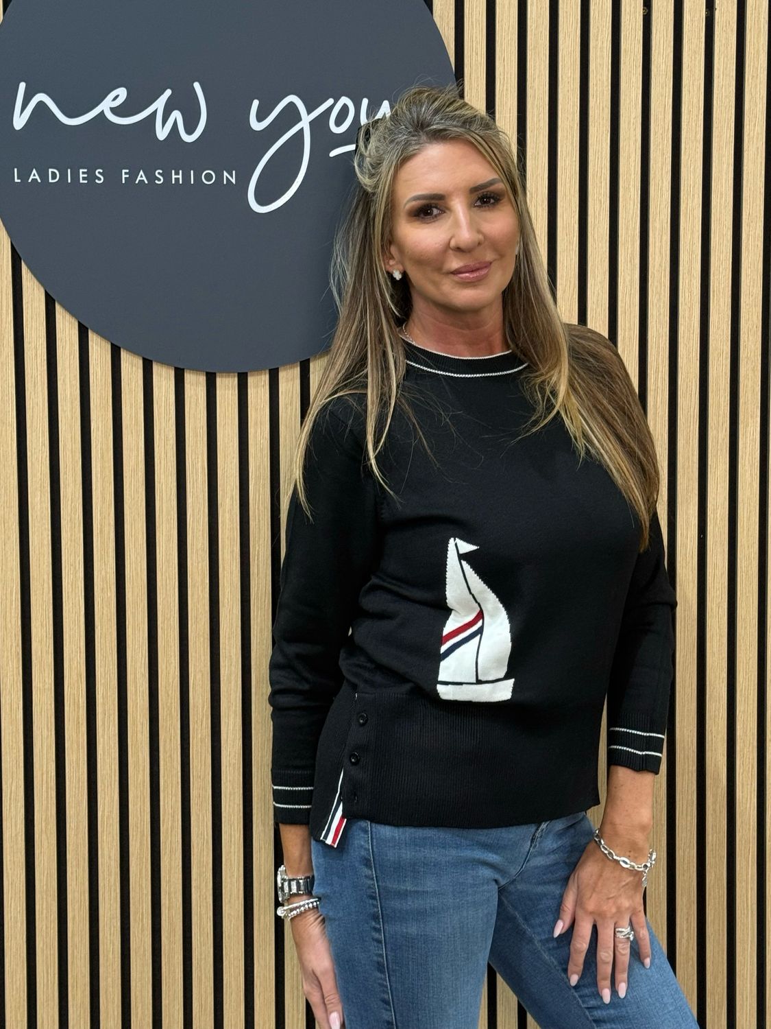 Sailboat Knit Jumper - Black