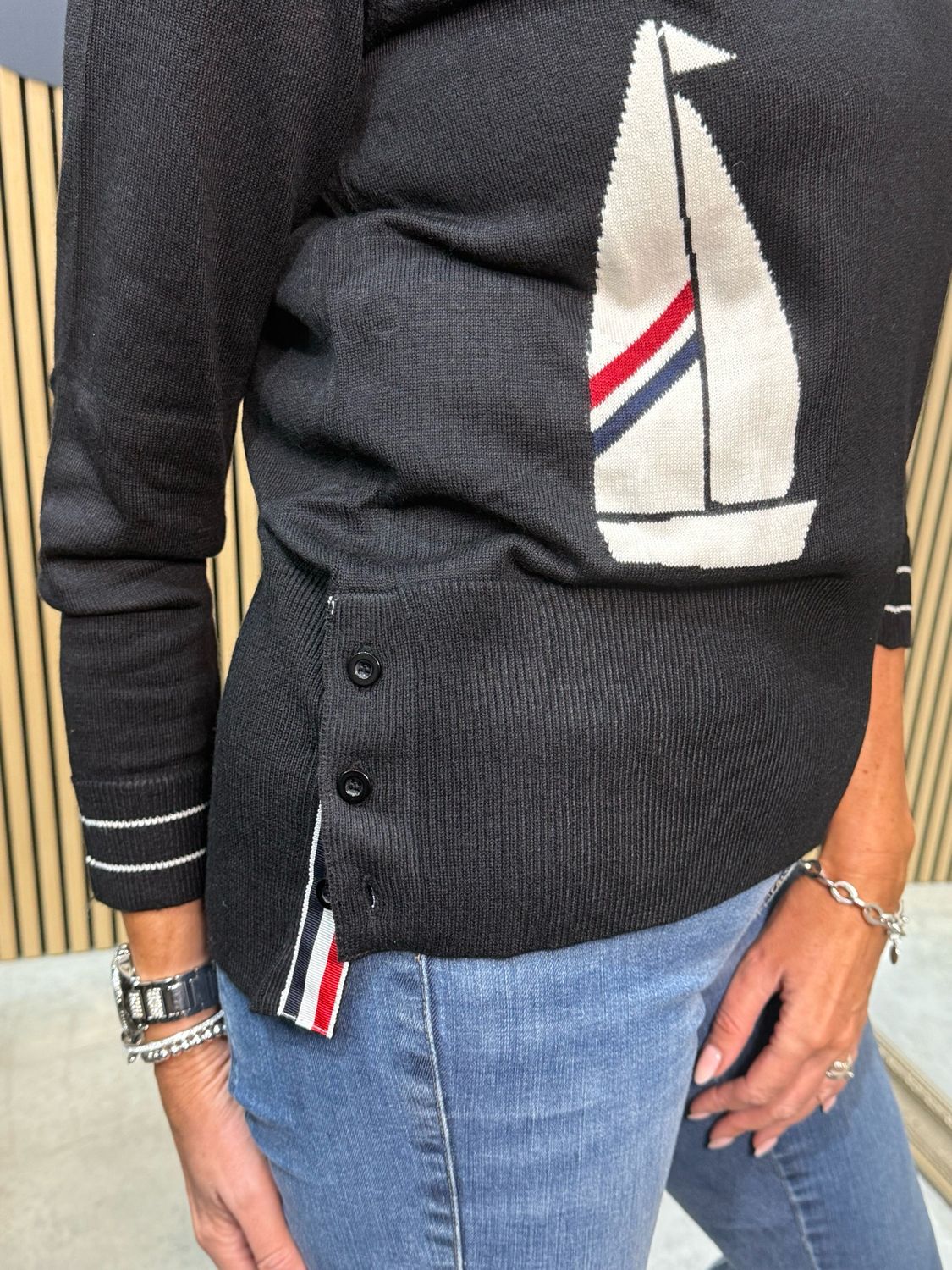 Sailboat Knit Jumper - Black