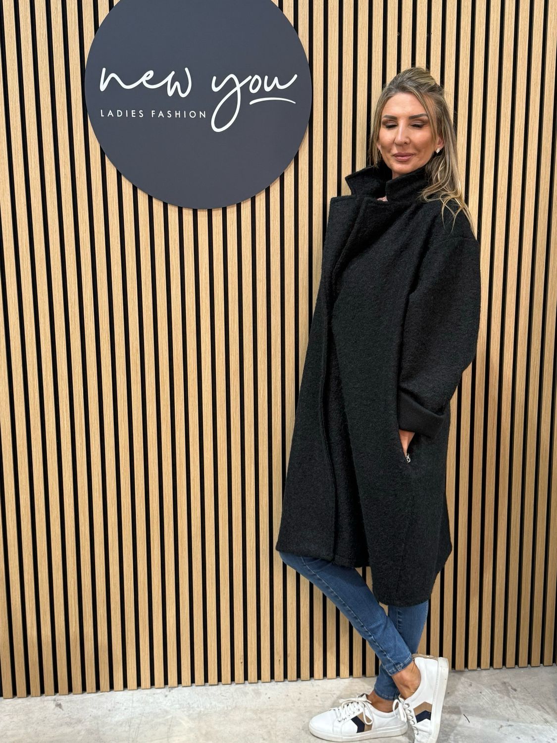 Oversize Button Up Coat - Black