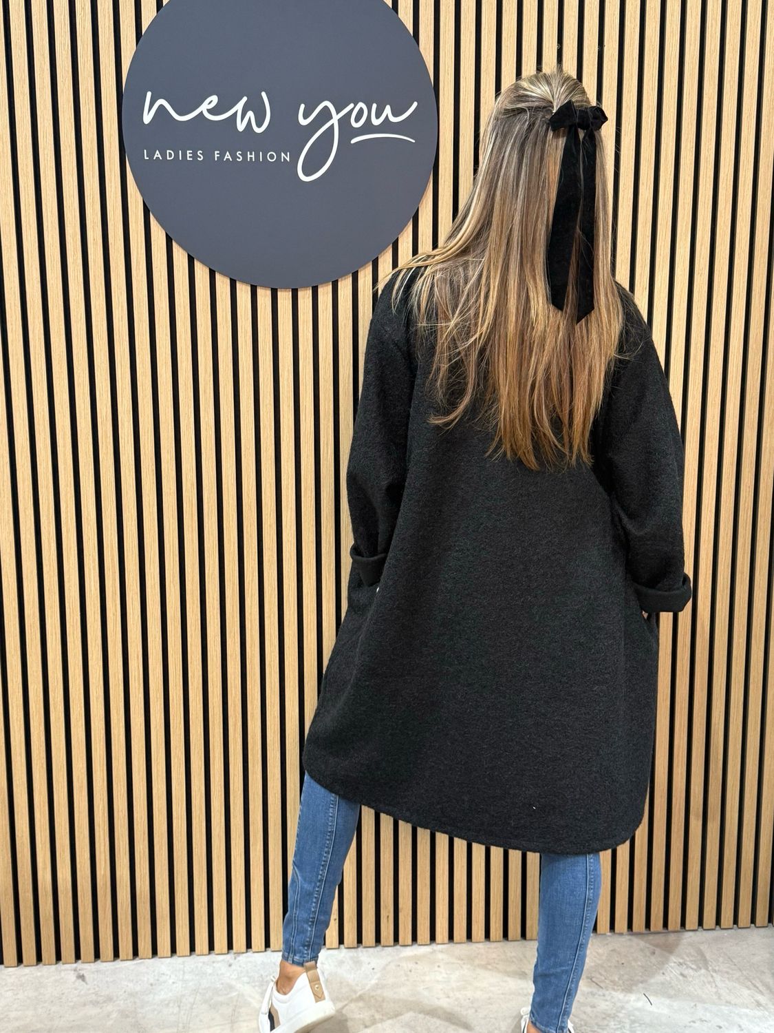 Oversize Button Up Coat - Black