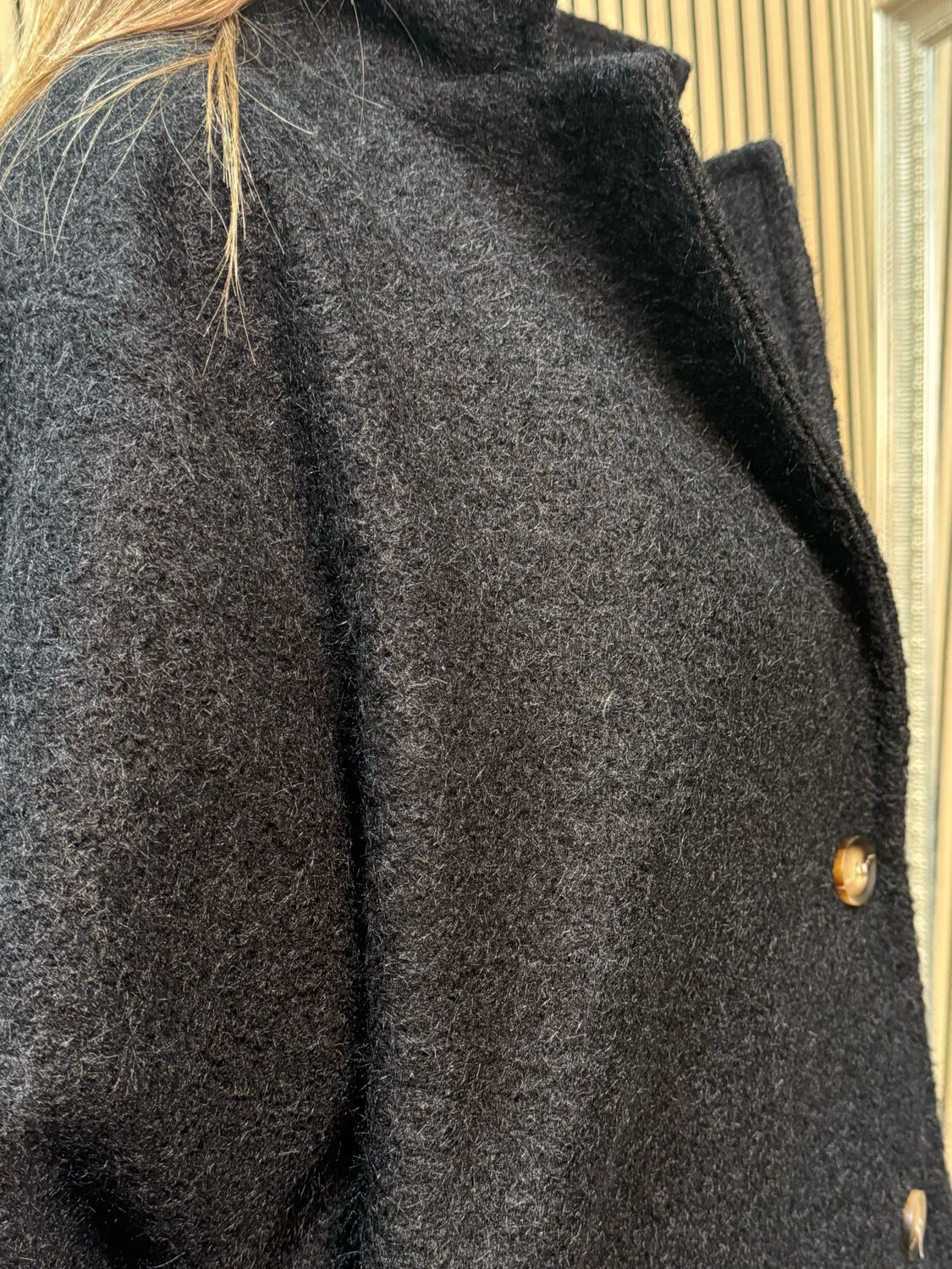 Oversize Button Up Coat - Black