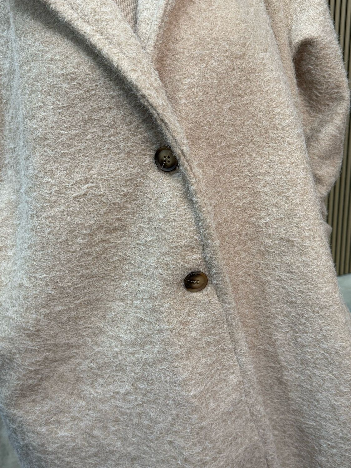 Oversize Button Up Coat - Beige
