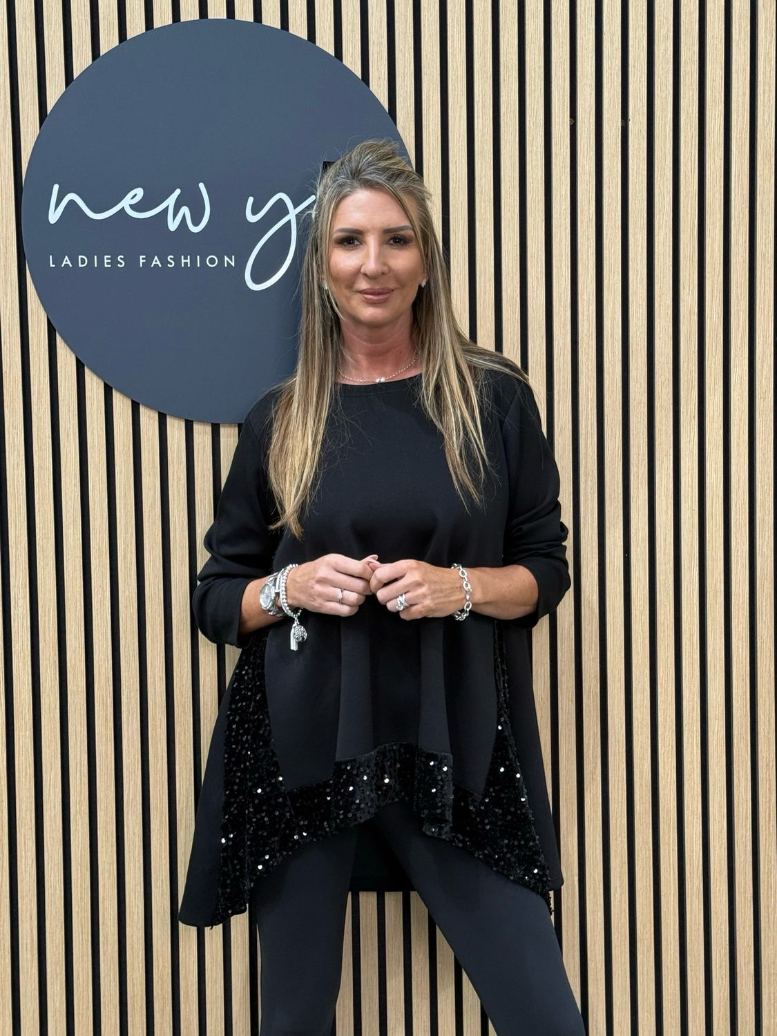 Sequin Tunic Top - Black