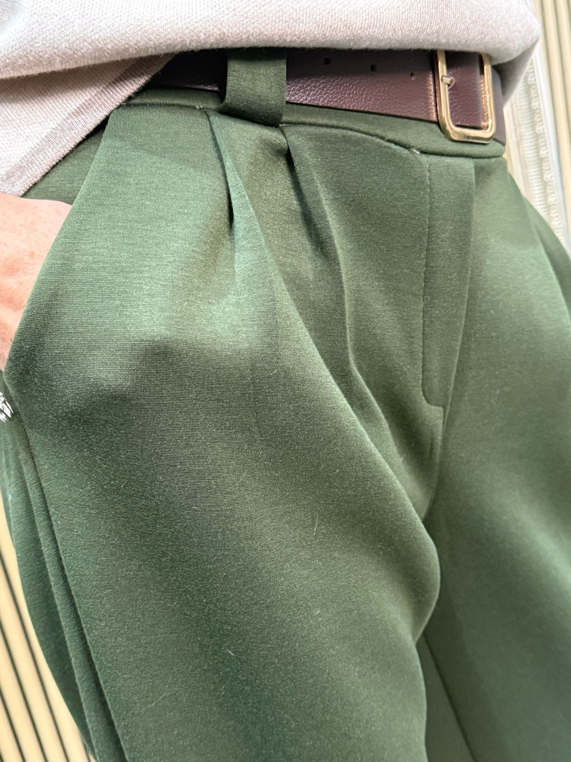 Button Hem Jogger - Khaki