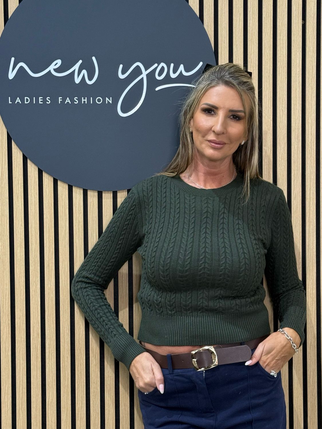 Crew Knit Cropped Jumper - Khaki