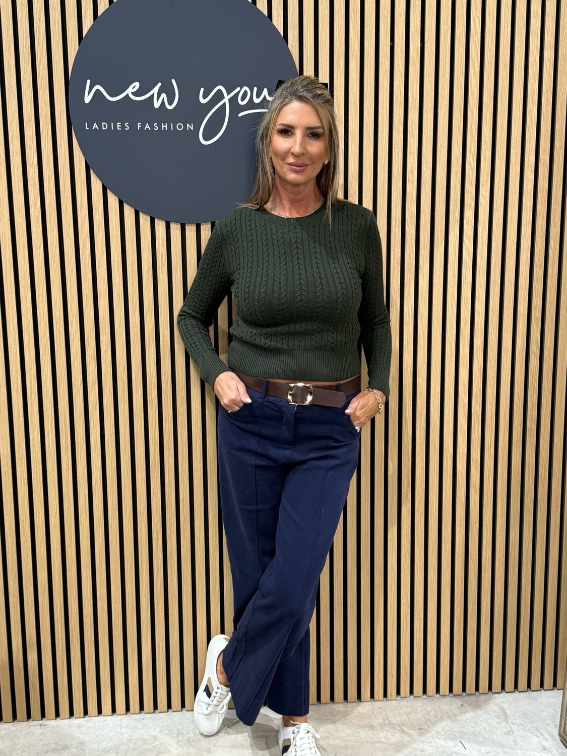 Crew Knit Cropped Jumper - Khaki