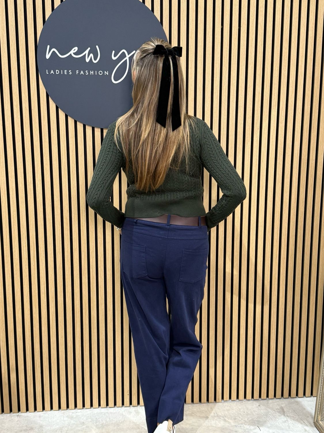 Crew Knit Cropped Jumper - Khaki