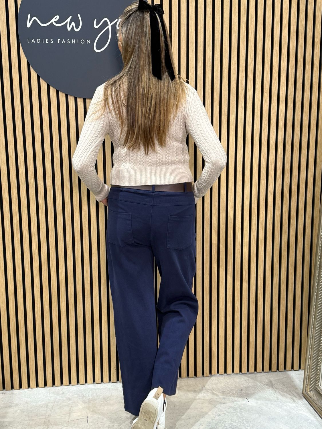 Crew Knit Cropped Jumper - Beige