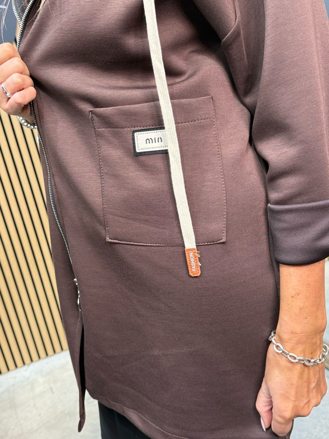 Leopard Hood Zip Hoodie - Brown